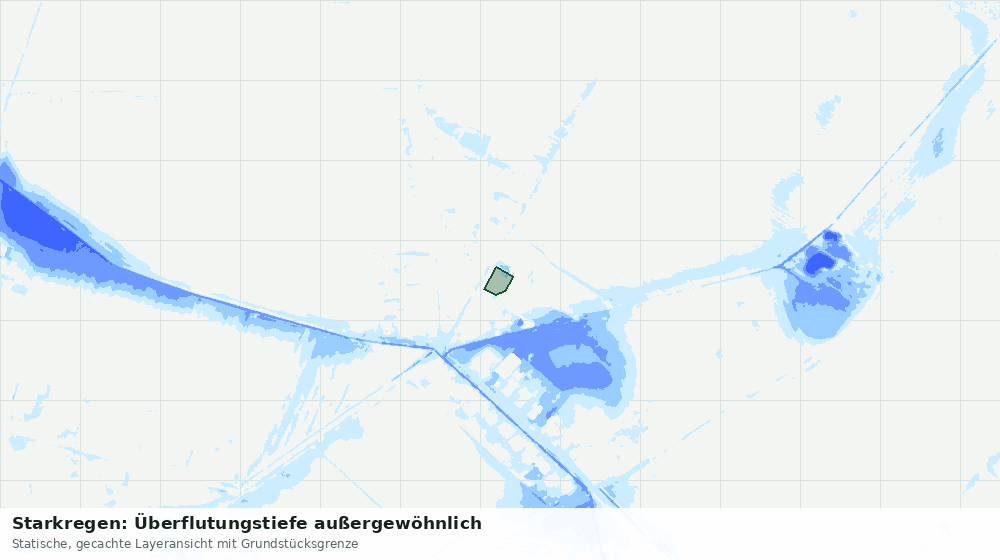 Statische Kartenansicht: Starkregen: Überflutungstiefe außergewöhnlich