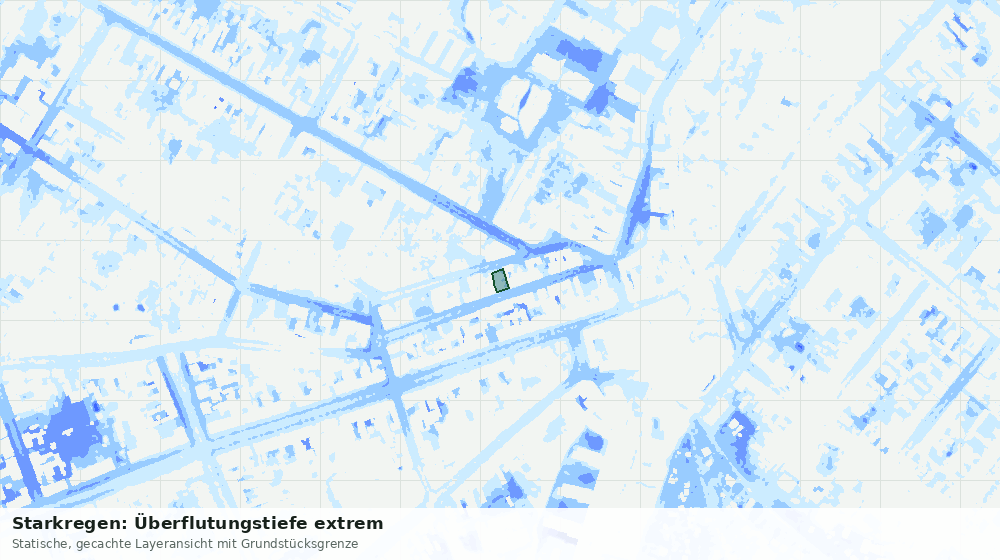 Statische Kartenansicht: Starkregen: Überflutungstiefe extrem