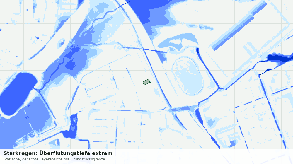 Statische Kartenansicht: Starkregen: Überflutungstiefe extrem