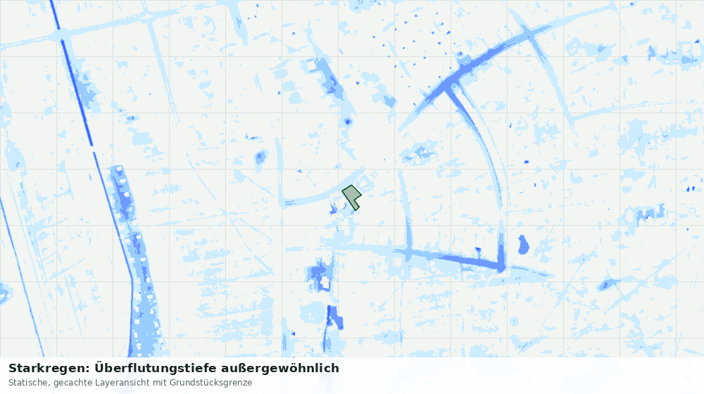 Statische Kartenansicht: Starkregen: Überflutungstiefe außergewöhnlich
