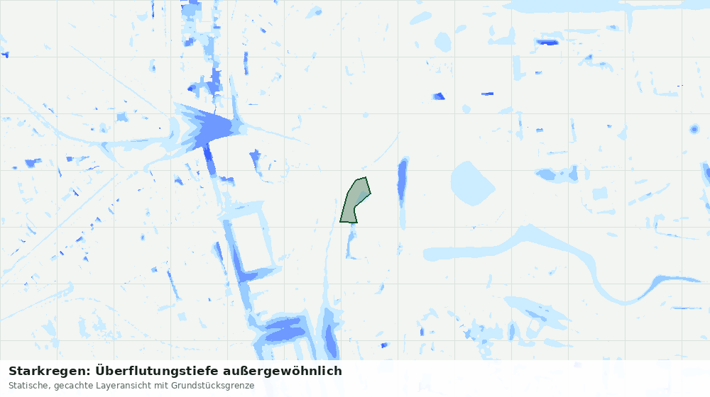 Statische Kartenansicht: Starkregen: Überflutungstiefe außergewöhnlich