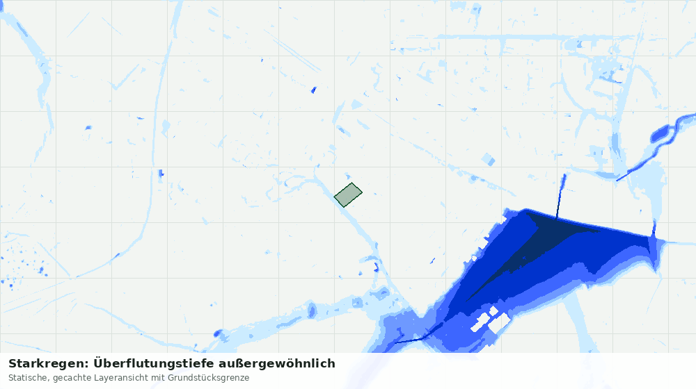 Statische Kartenansicht: Starkregen: Überflutungstiefe außergewöhnlich