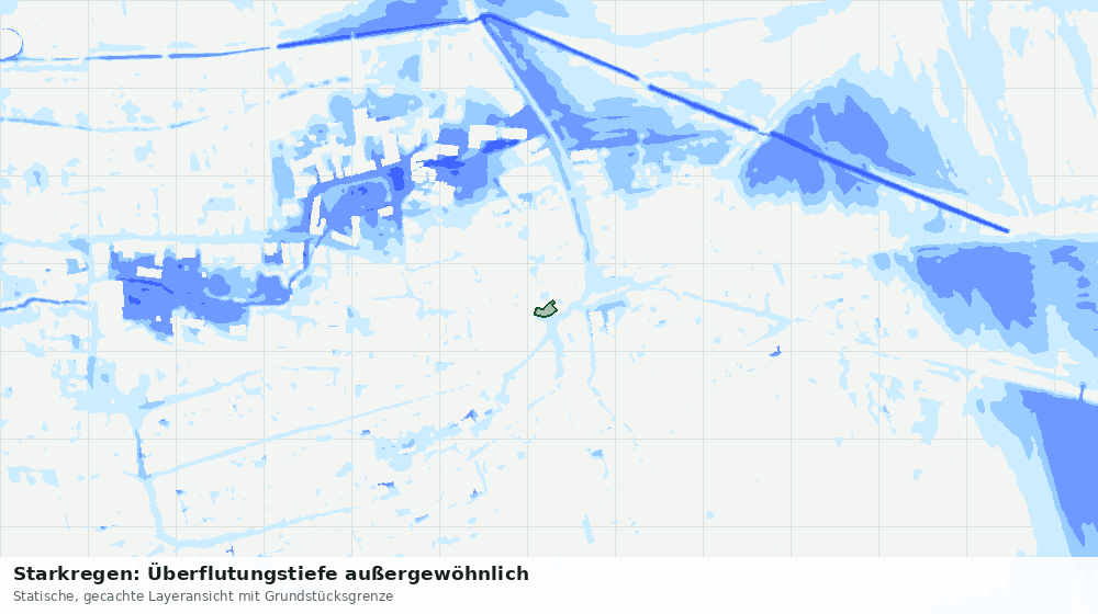 Statische Kartenansicht: Starkregen: Überflutungstiefe außergewöhnlich