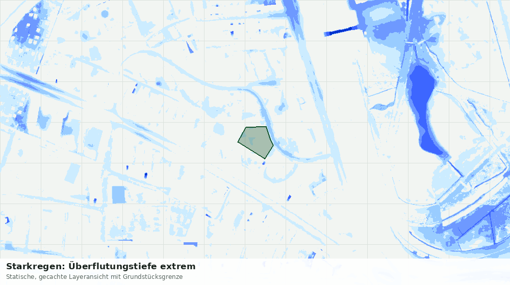 Statische Kartenansicht: Starkregen: Überflutungstiefe extrem
