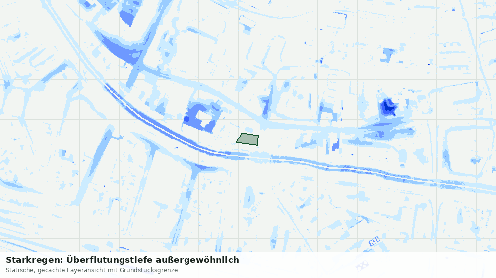 Statische Kartenansicht: Starkregen: Überflutungstiefe außergewöhnlich