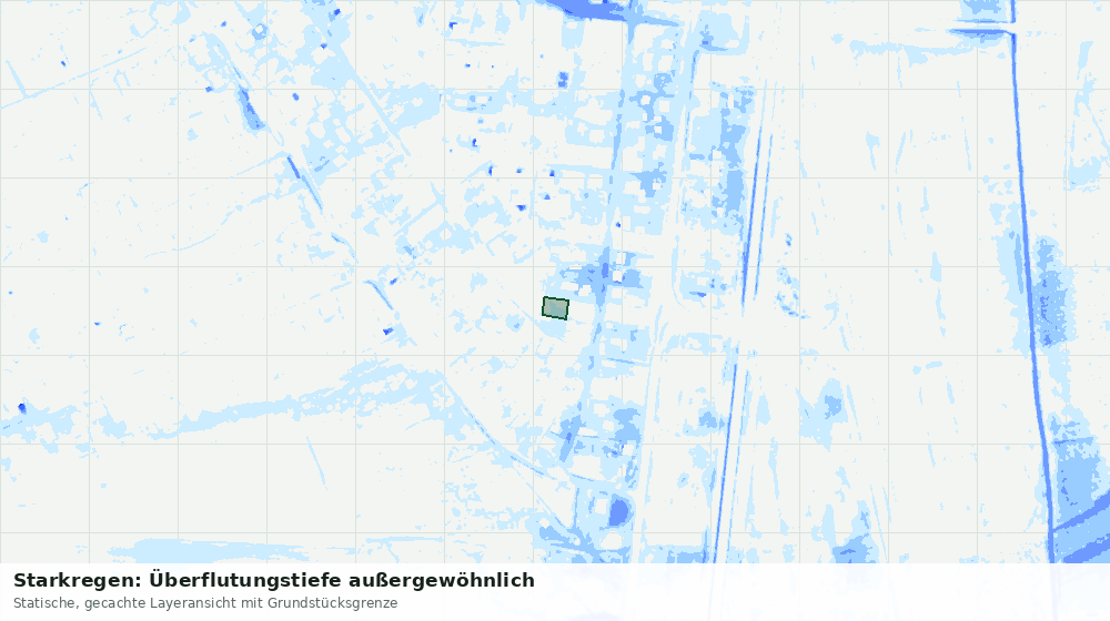 Statische Kartenansicht: Starkregen: Überflutungstiefe außergewöhnlich