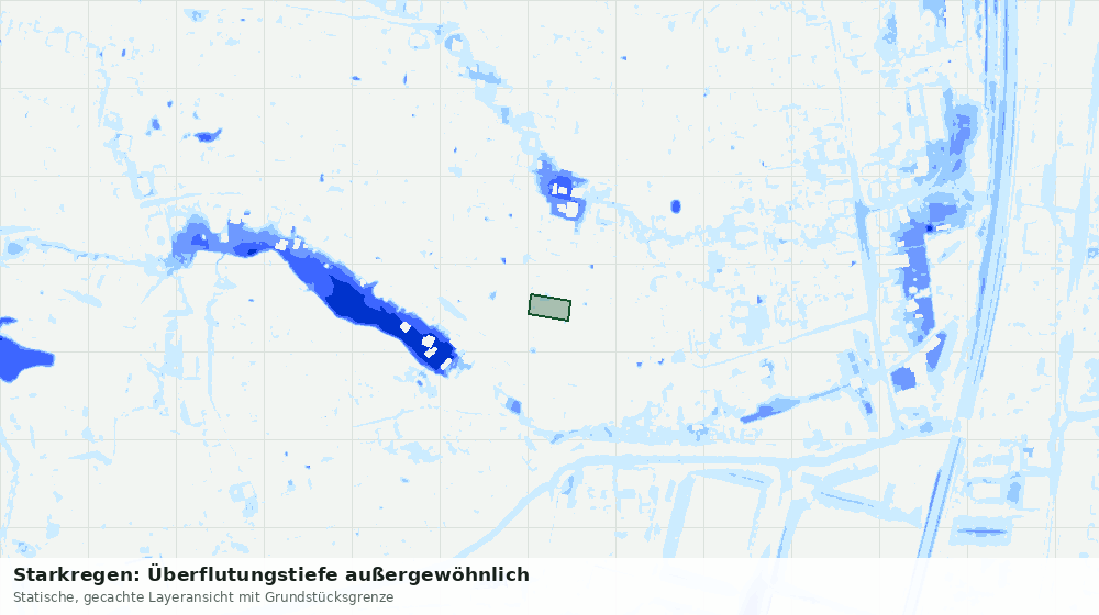 Statische Kartenansicht: Starkregen: Überflutungstiefe außergewöhnlich