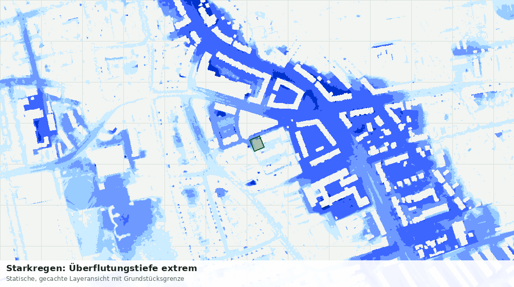 Statische Kartenansicht: Starkregen: Überflutungstiefe extrem