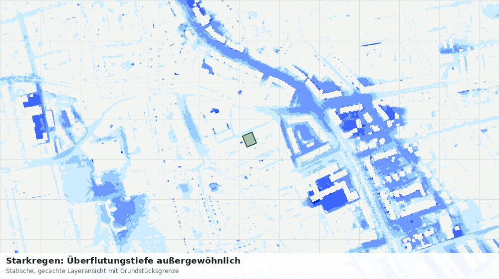 Statische Kartenansicht: Starkregen: Überflutungstiefe außergewöhnlich