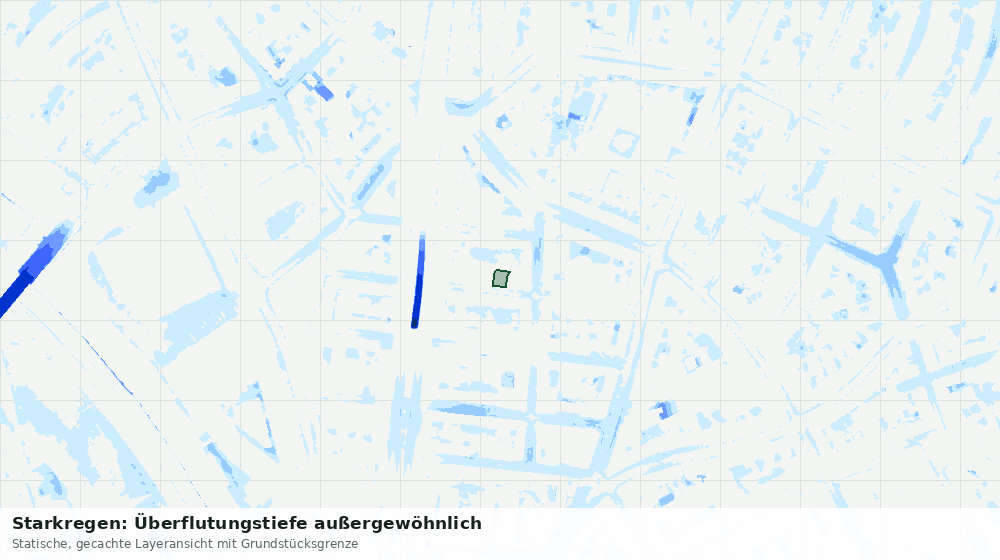 Statische Kartenansicht: Starkregen: Überflutungstiefe außergewöhnlich
