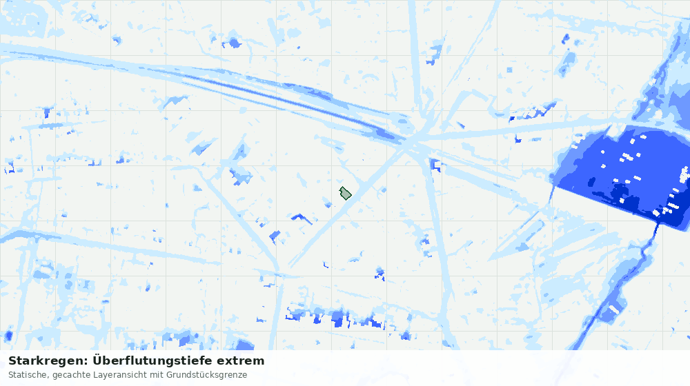 Statische Kartenansicht: Starkregen: Überflutungstiefe extrem
