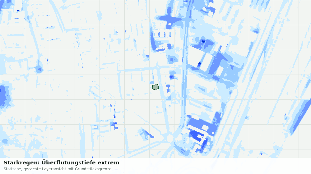 Statische Kartenansicht: Starkregen: Überflutungstiefe extrem