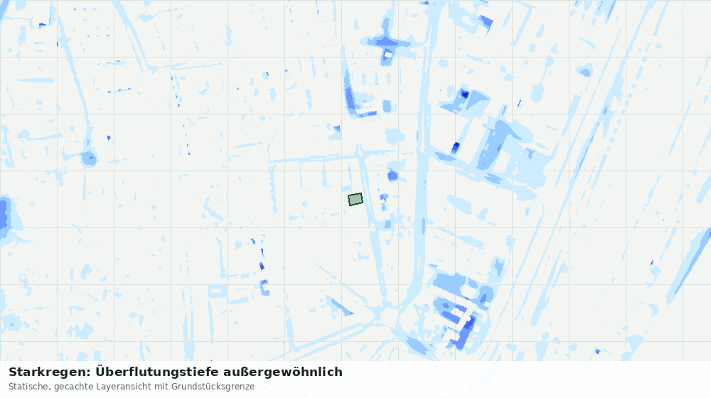 Statische Kartenansicht: Starkregen: Überflutungstiefe außergewöhnlich