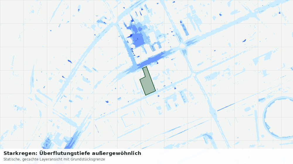 Statische Kartenansicht: Starkregen: Überflutungstiefe außergewöhnlich