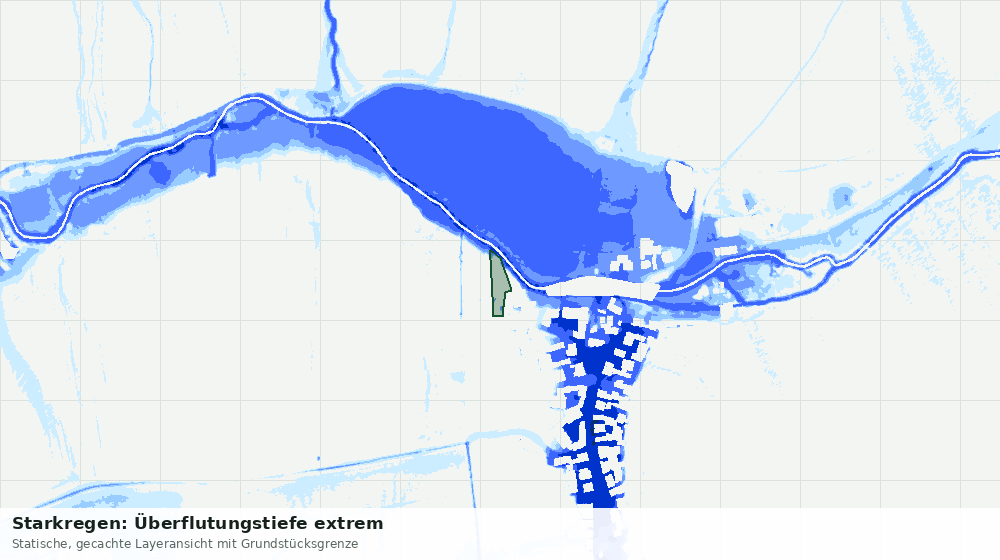 Statische Kartenansicht: Starkregen: Überflutungstiefe extrem