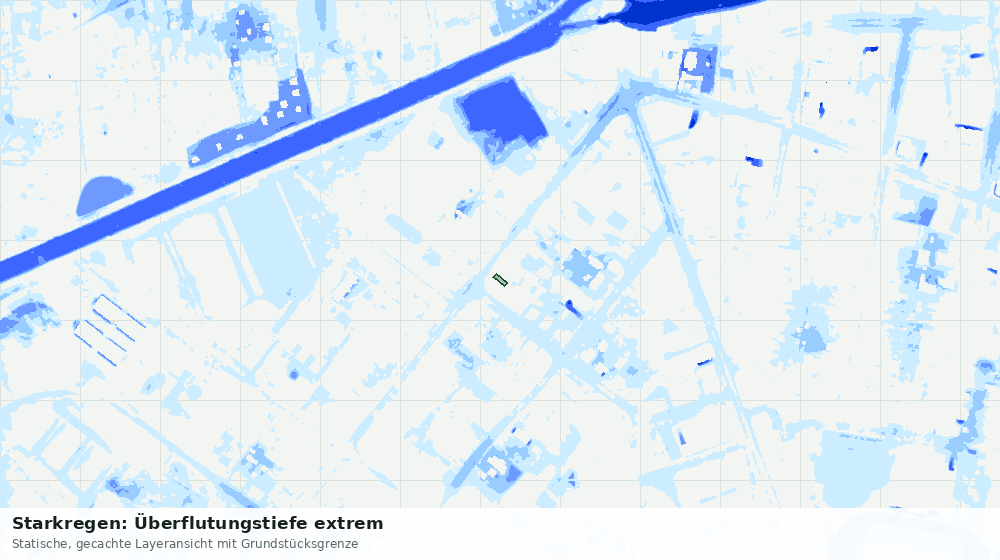 Statische Kartenansicht: Starkregen: Überflutungstiefe extrem