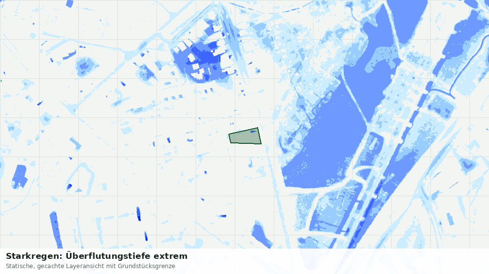Statische Kartenansicht: Starkregen: Überflutungstiefe extrem