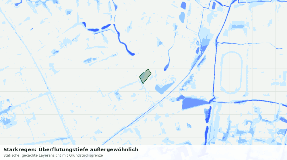 Statische Kartenansicht: Starkregen: Überflutungstiefe außergewöhnlich