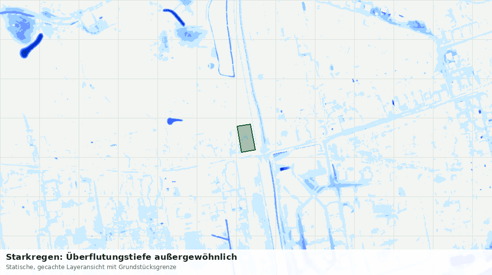 Statische Kartenansicht: Starkregen: Überflutungstiefe außergewöhnlich