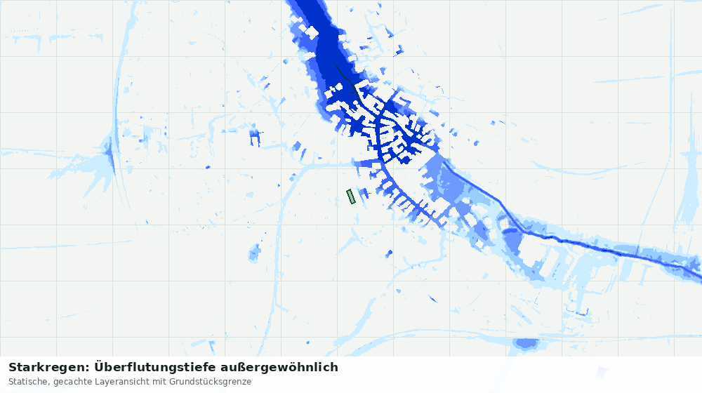Statische Kartenansicht: Starkregen: Überflutungstiefe außergewöhnlich