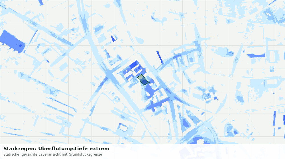 Statische Kartenansicht: Starkregen: Überflutungstiefe extrem