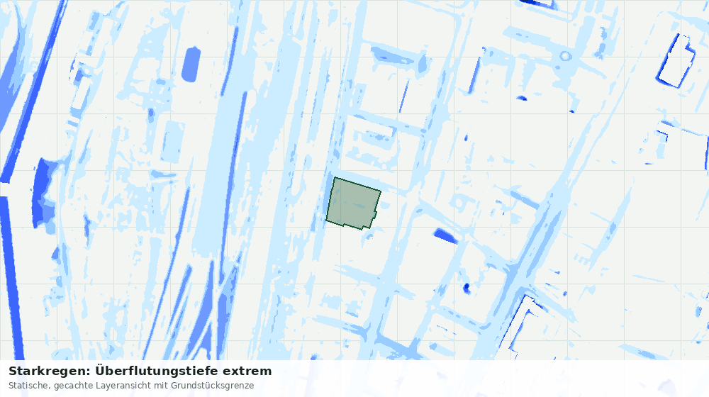 Statische Kartenansicht: Starkregen: Überflutungstiefe extrem