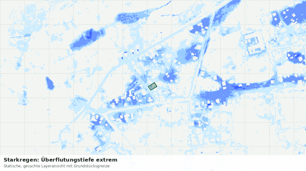 Statische Kartenansicht: Starkregen: Überflutungstiefe extrem