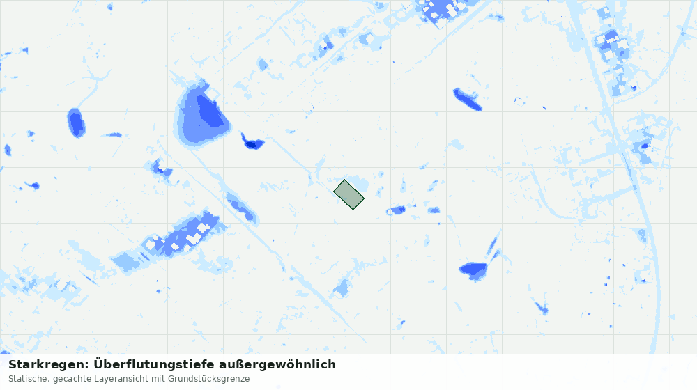 Statische Kartenansicht: Starkregen: Überflutungstiefe außergewöhnlich