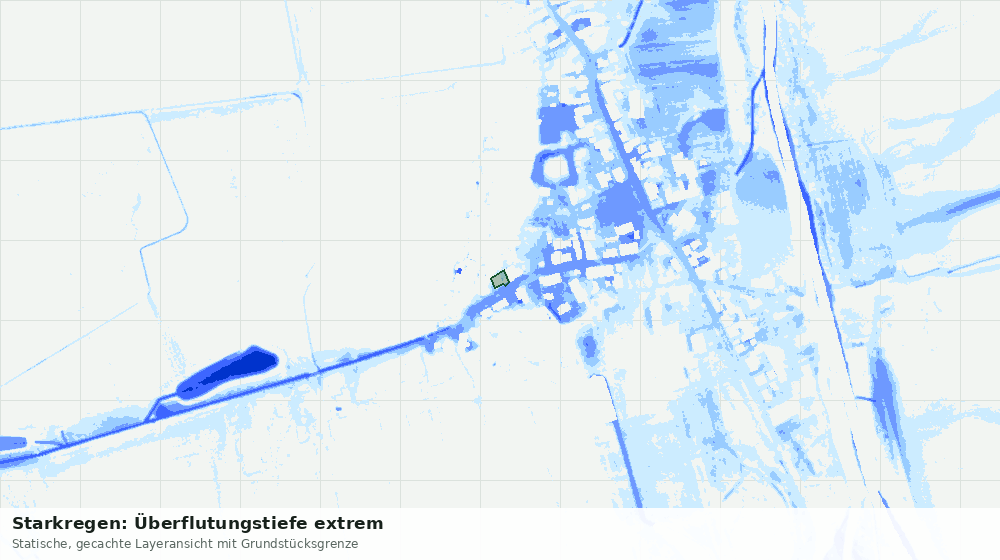 Statische Kartenansicht: Starkregen: Überflutungstiefe extrem
