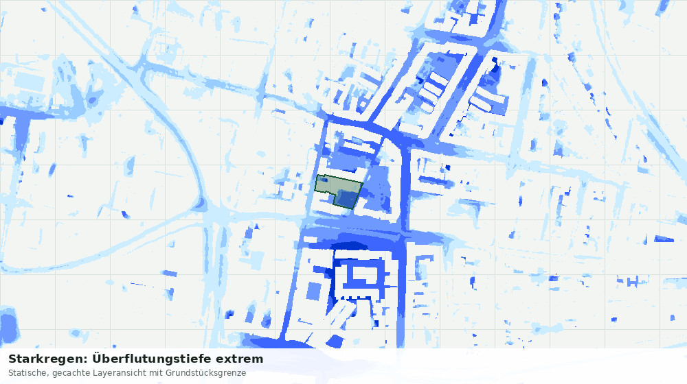 Statische Kartenansicht: Starkregen: Überflutungstiefe extrem