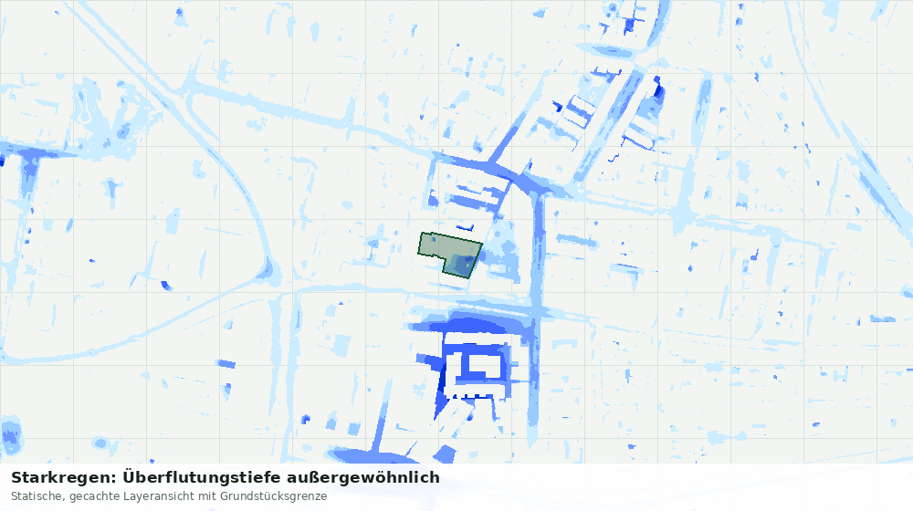 Statische Kartenansicht: Starkregen: Überflutungstiefe außergewöhnlich
