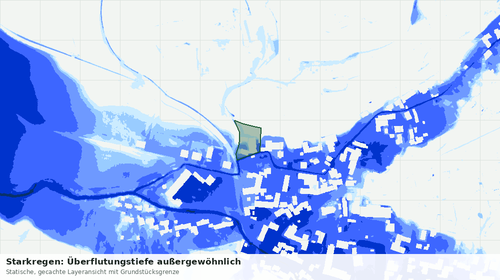 Statische Kartenansicht: Starkregen: Überflutungstiefe außergewöhnlich