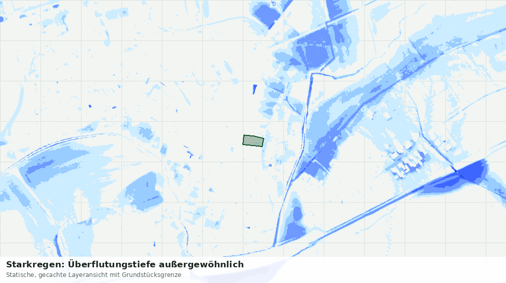 Statische Kartenansicht: Starkregen: Überflutungstiefe außergewöhnlich