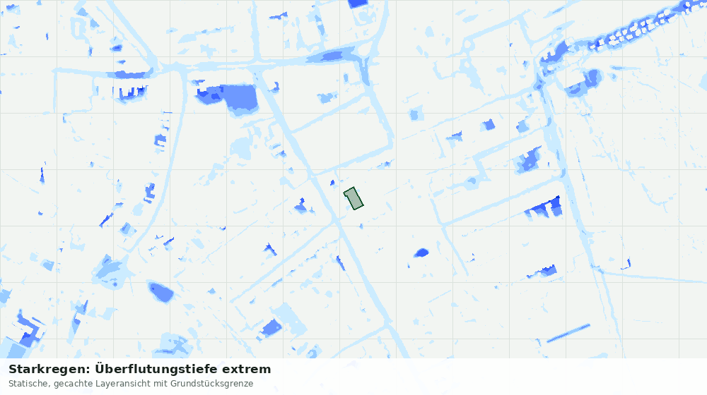 Statische Kartenansicht: Starkregen: Überflutungstiefe extrem