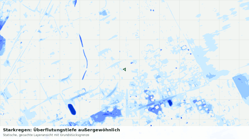 Statische Kartenansicht: Starkregen: Überflutungstiefe außergewöhnlich