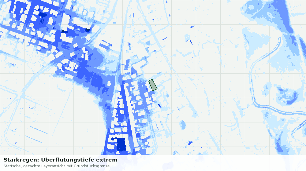 Statische Kartenansicht: Starkregen: Überflutungstiefe extrem