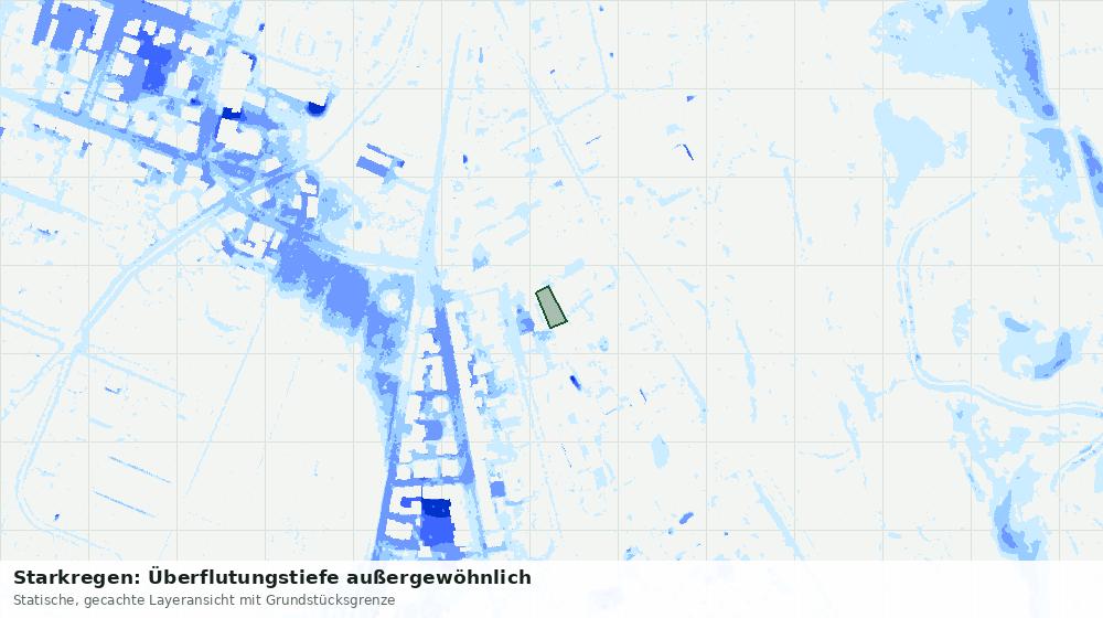 Statische Kartenansicht: Starkregen: Überflutungstiefe außergewöhnlich