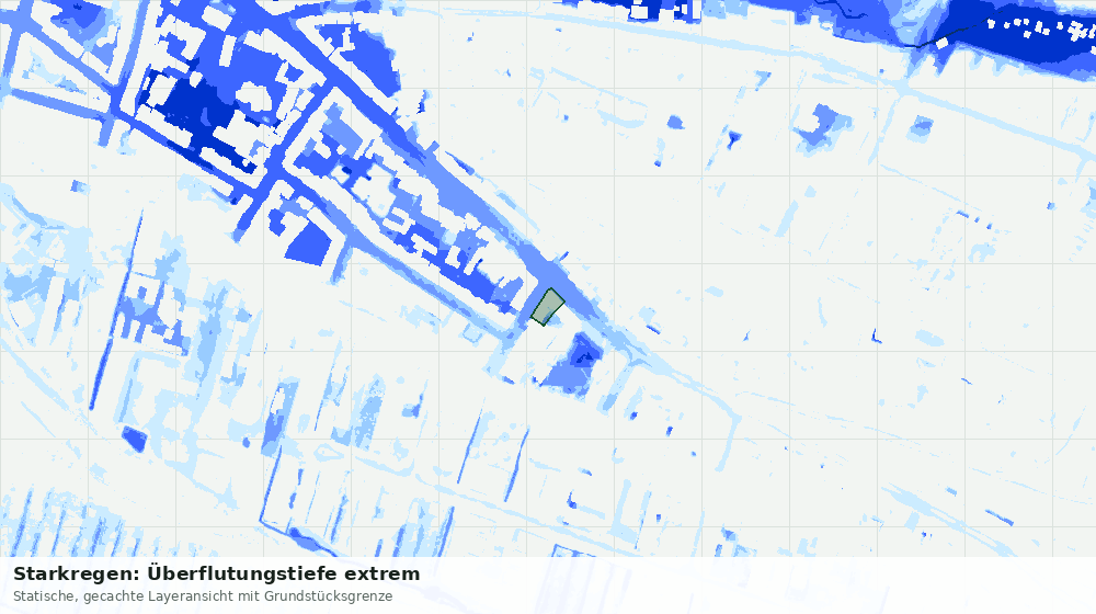 Statische Kartenansicht: Starkregen: Überflutungstiefe extrem
