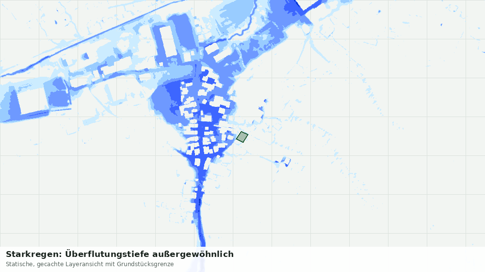 Statische Kartenansicht: Starkregen: Überflutungstiefe außergewöhnlich