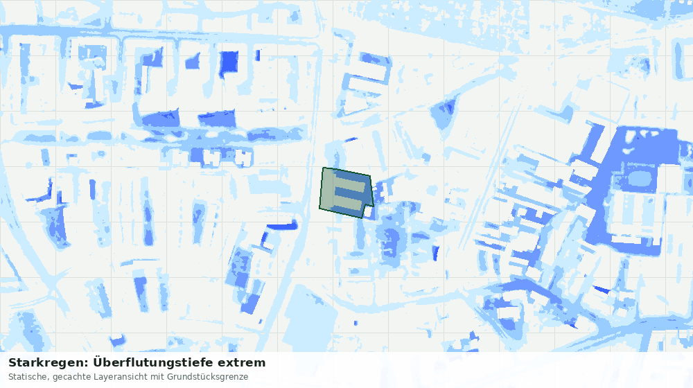 Statische Kartenansicht: Starkregen: Überflutungstiefe extrem