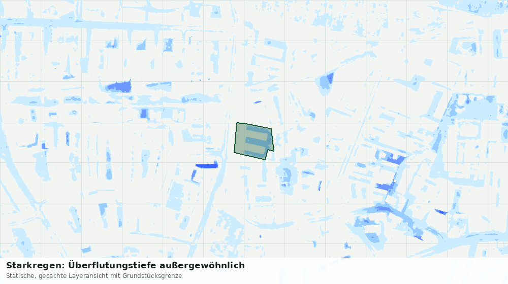 Statische Kartenansicht: Starkregen: Überflutungstiefe außergewöhnlich