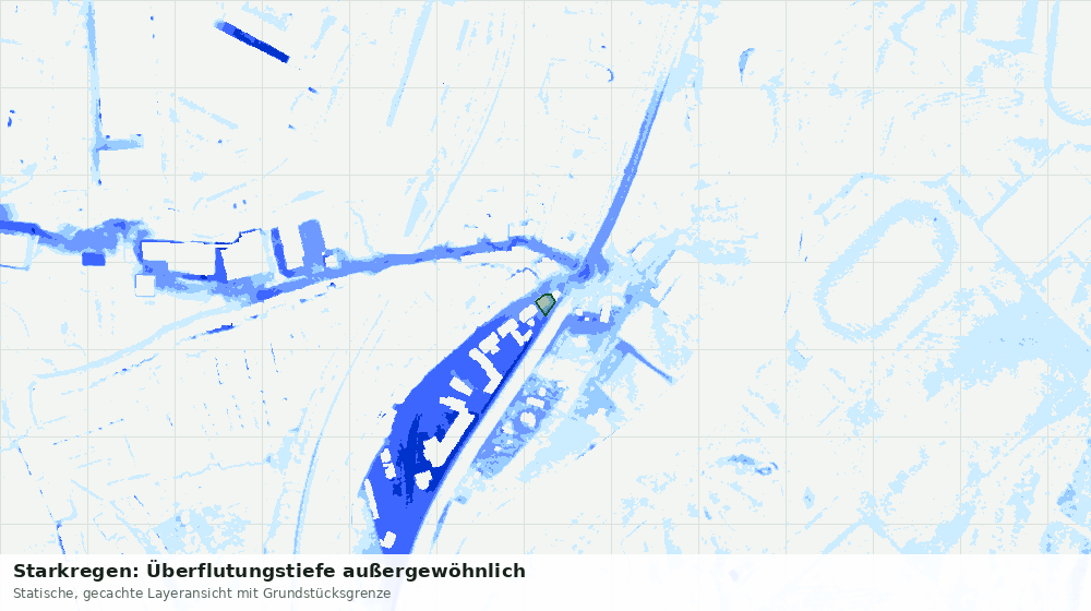Statische Kartenansicht: Starkregen: Überflutungstiefe außergewöhnlich