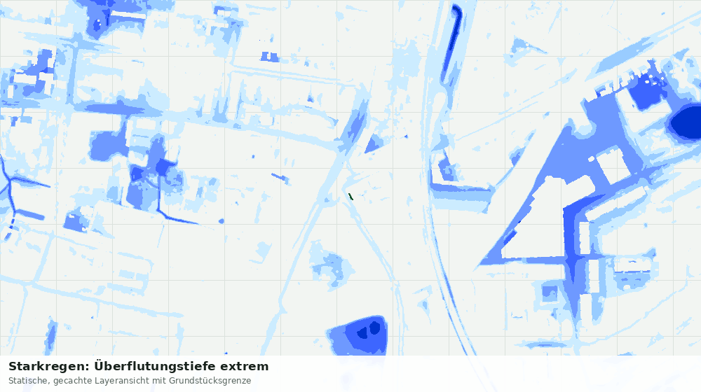 Statische Kartenansicht: Starkregen: Überflutungstiefe extrem