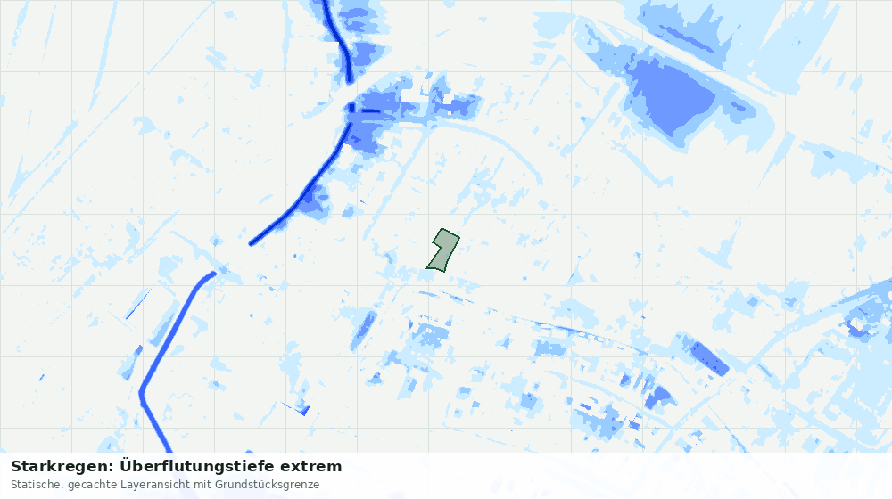 Statische Kartenansicht: Starkregen: Überflutungstiefe extrem