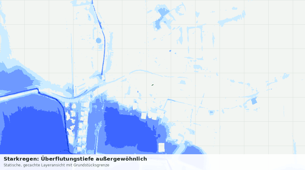 Statische Kartenansicht: Starkregen: Überflutungstiefe außergewöhnlich