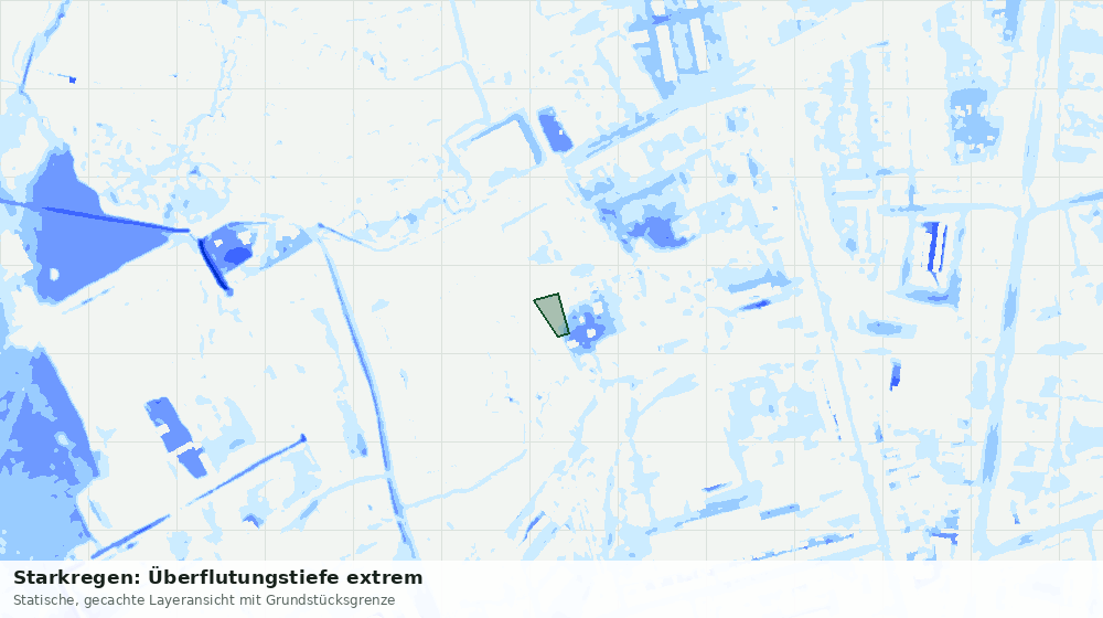 Statische Kartenansicht: Starkregen: Überflutungstiefe extrem