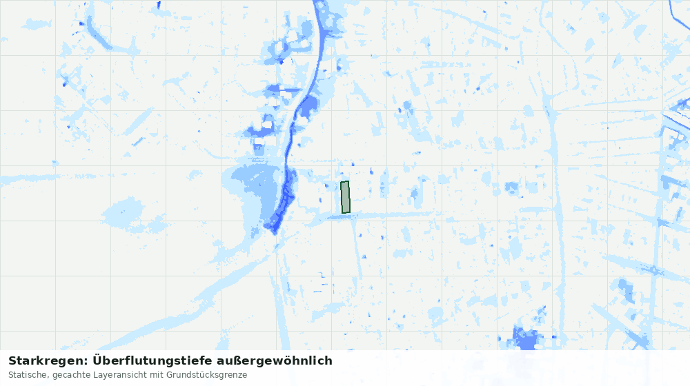 Statische Kartenansicht: Starkregen: Überflutungstiefe außergewöhnlich