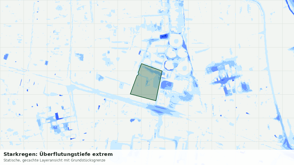 Statische Kartenansicht: Starkregen: Überflutungstiefe extrem