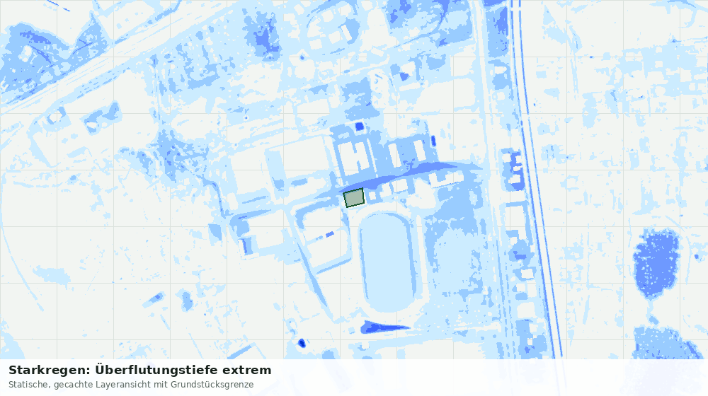 Statische Kartenansicht: Starkregen: Überflutungstiefe extrem