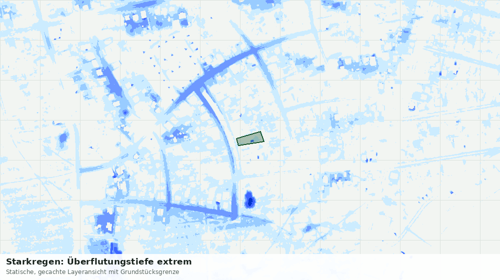 Statische Kartenansicht: Starkregen: Überflutungstiefe extrem